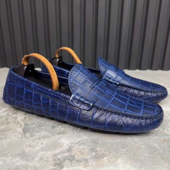 Louis Vuitton Shade Driving Moccasins Croco Embossed Leather 9 LV 10 US 43 EUR - Picture 3 of 12
